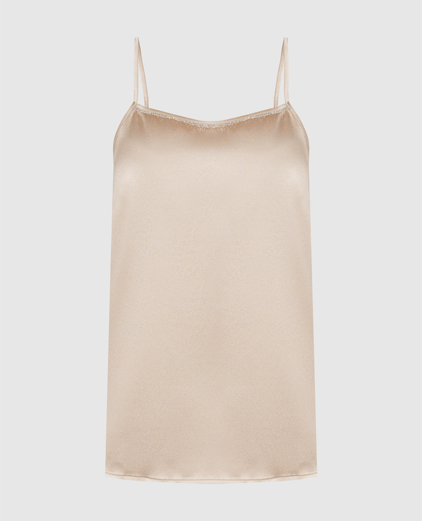 

Brown silk top with monil chain Peserico