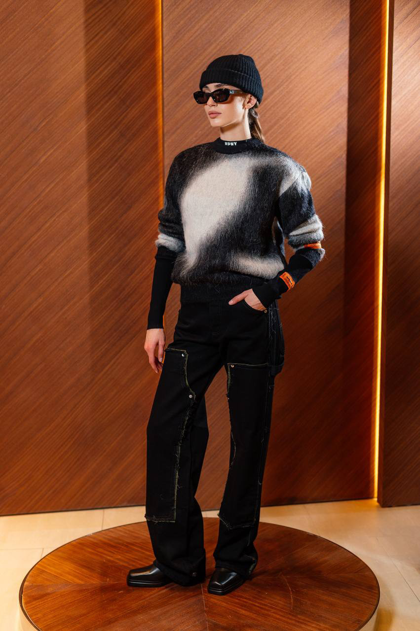 Black sweater in an abstract pattern Heron Preston 6