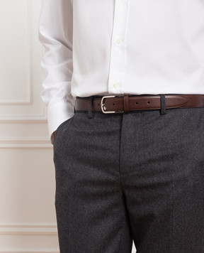 Brunello Cucinelli Dark Brown Leather Belt MAURN320