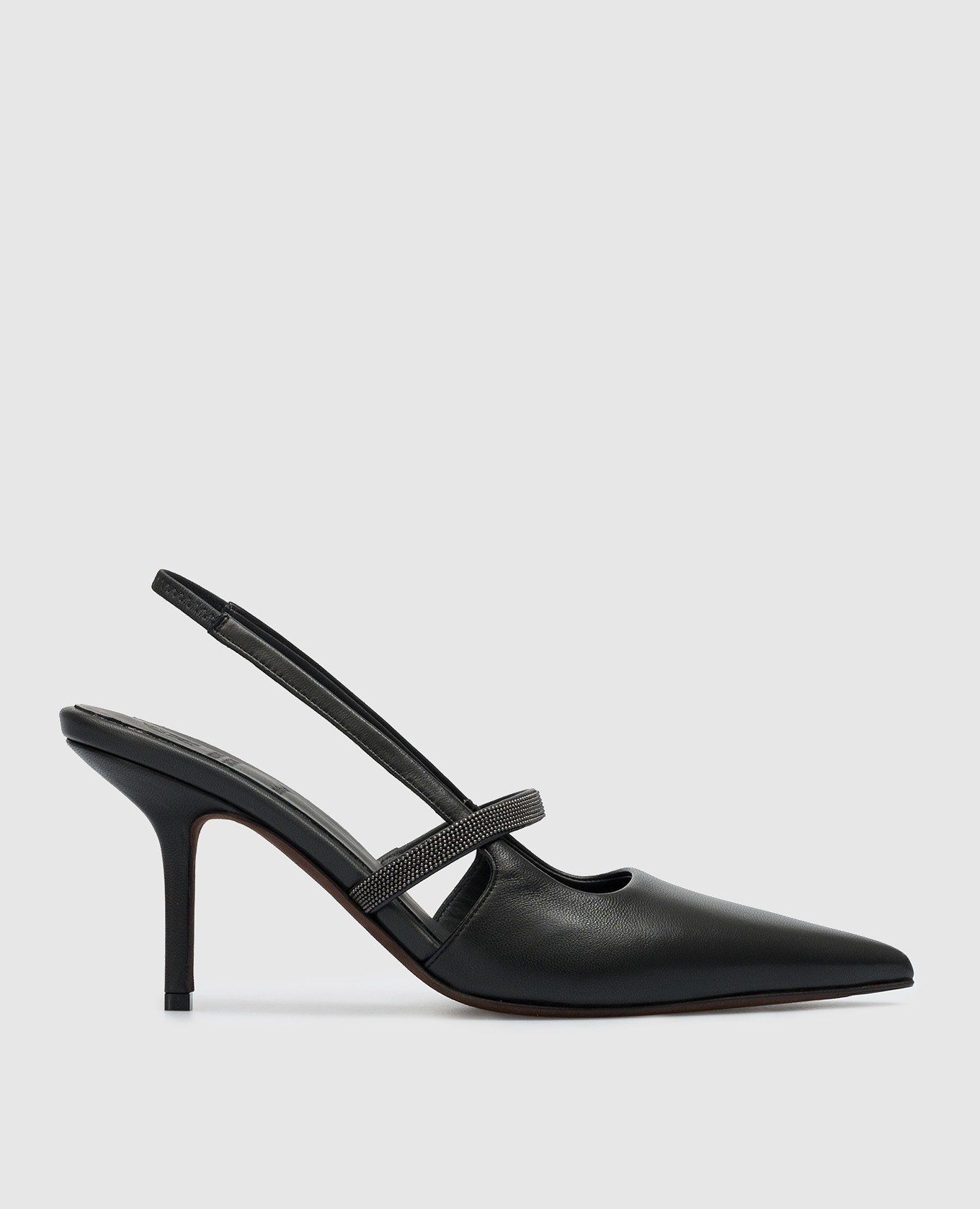 

Black leather slingbacks with monil chain Brunello Cucinelli