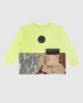 Dolce&Gabbana Children's green sweatshirt with camouflage print L4JWDMG7B8Y812