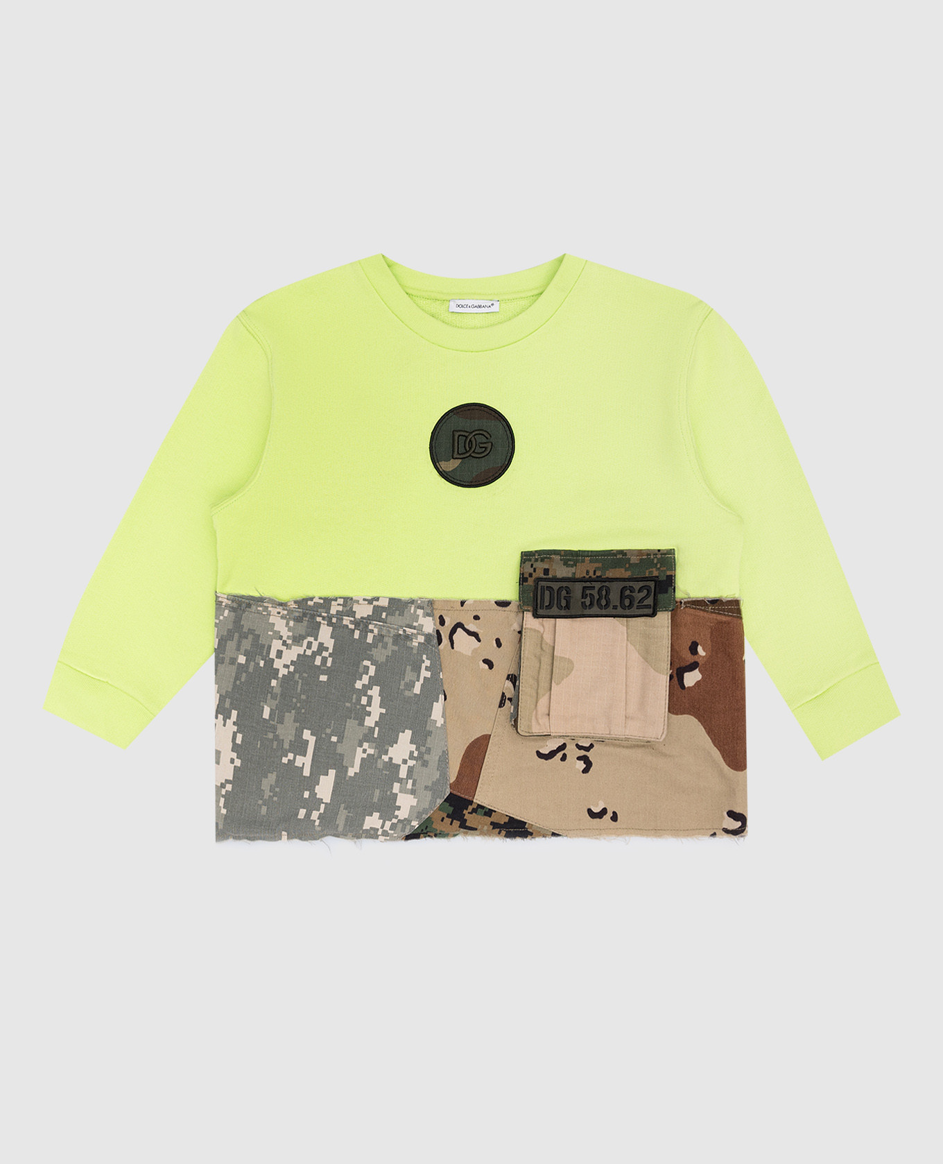 Children's green sweatshirt with camouflage print dolce&gabbana