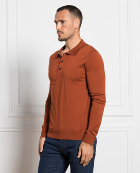 ISAIA Brown wool, silk and cashmere polo shirt MG8087Y0374