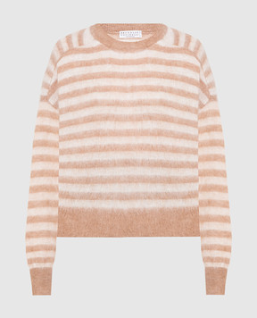 Brunello Cucinelli Brown striped jumper with monil chain MBP154300P