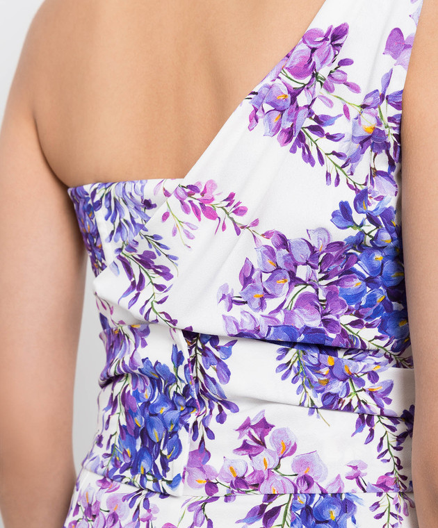 Dolce&Gabbana - One-shoulder midi dress with Wisteria print F6N0TTFSIAI -  shop with Luxembourg delivery at Symbol