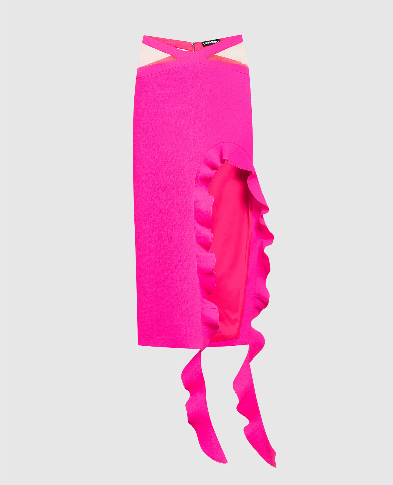 Pink wool midi skirt with ruffles David Koma