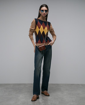 Ballantyne Brown cashmere turtleneck with a geometric pattern B1P00212KG1