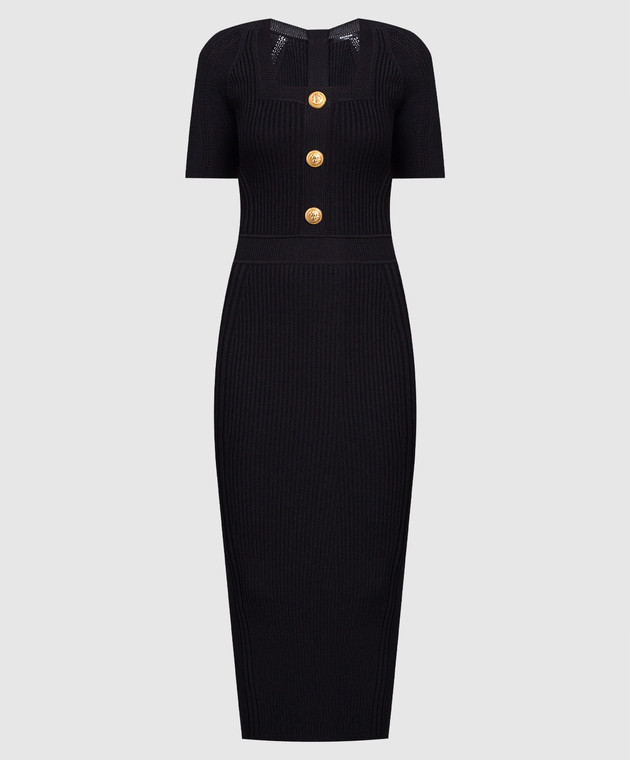 Balmain - Black ribbed midi dress BF1RK060KE18 - shop with Denmark delivery at Symbol Balmain - Black ribbed midi dress BF1RK060KE18 - shop with Denmark delivery at Symbol