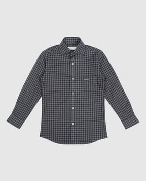 Stefano Ricci Children's dark gray checked shirt YC004123M1812
