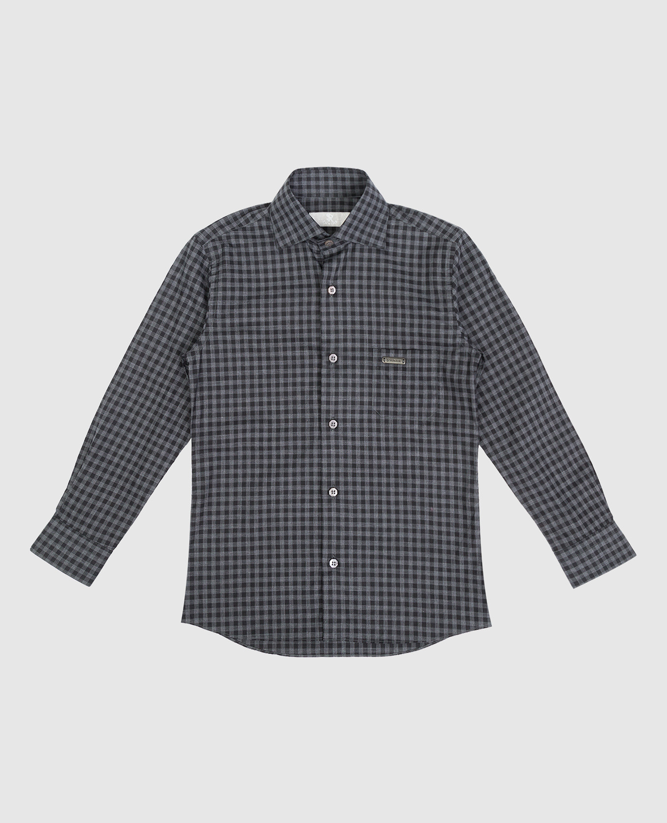Children's dark gray checked shirt stefano ricci