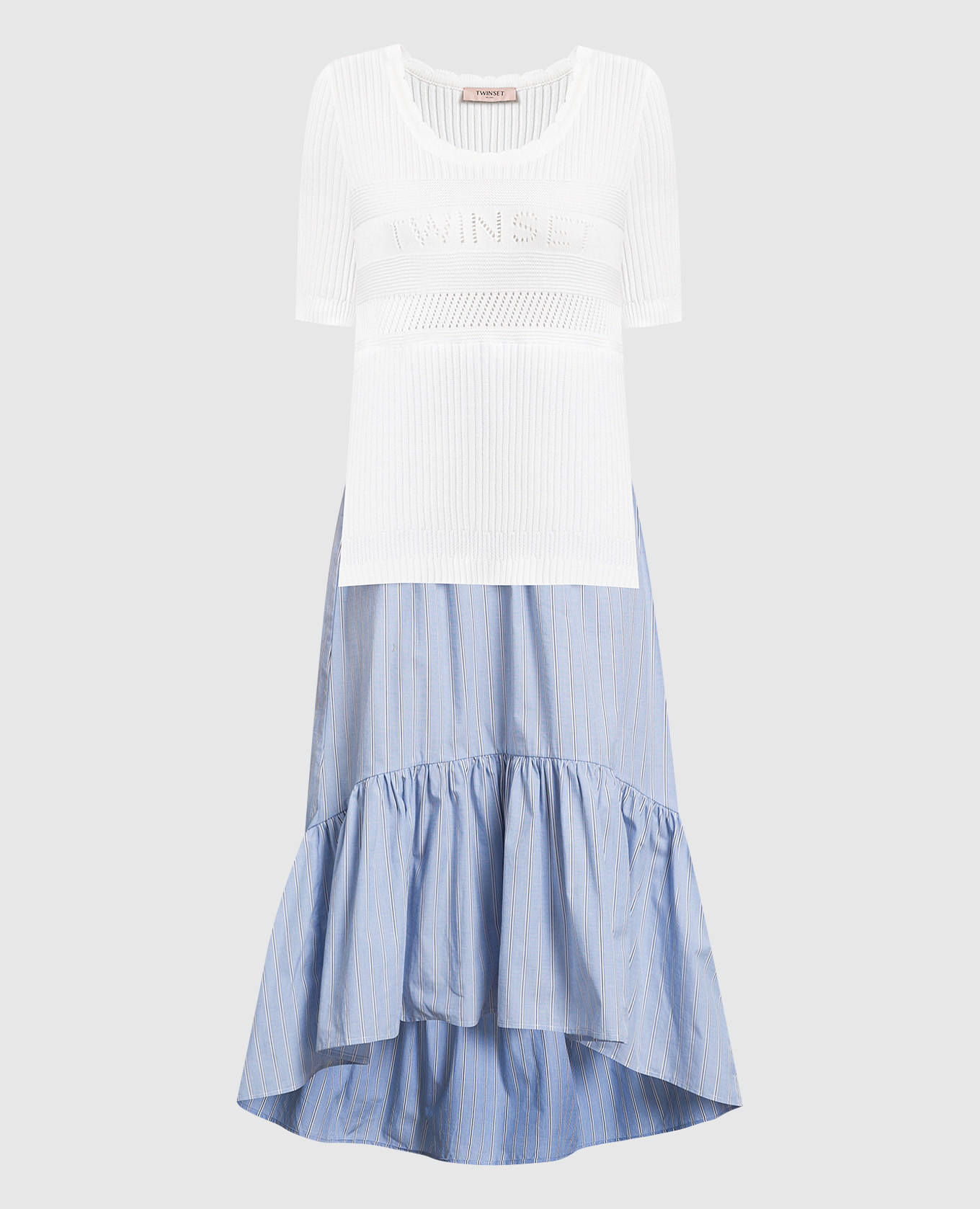 

Striped dress with logo Twinset, Голубой
