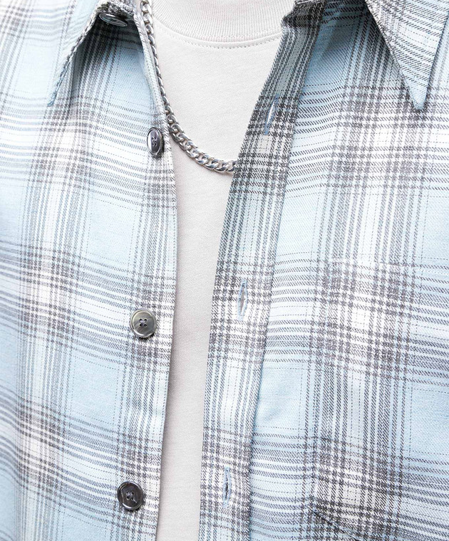 Ami Paris - Blue checked shirt HJK228VI0010 - shop with European