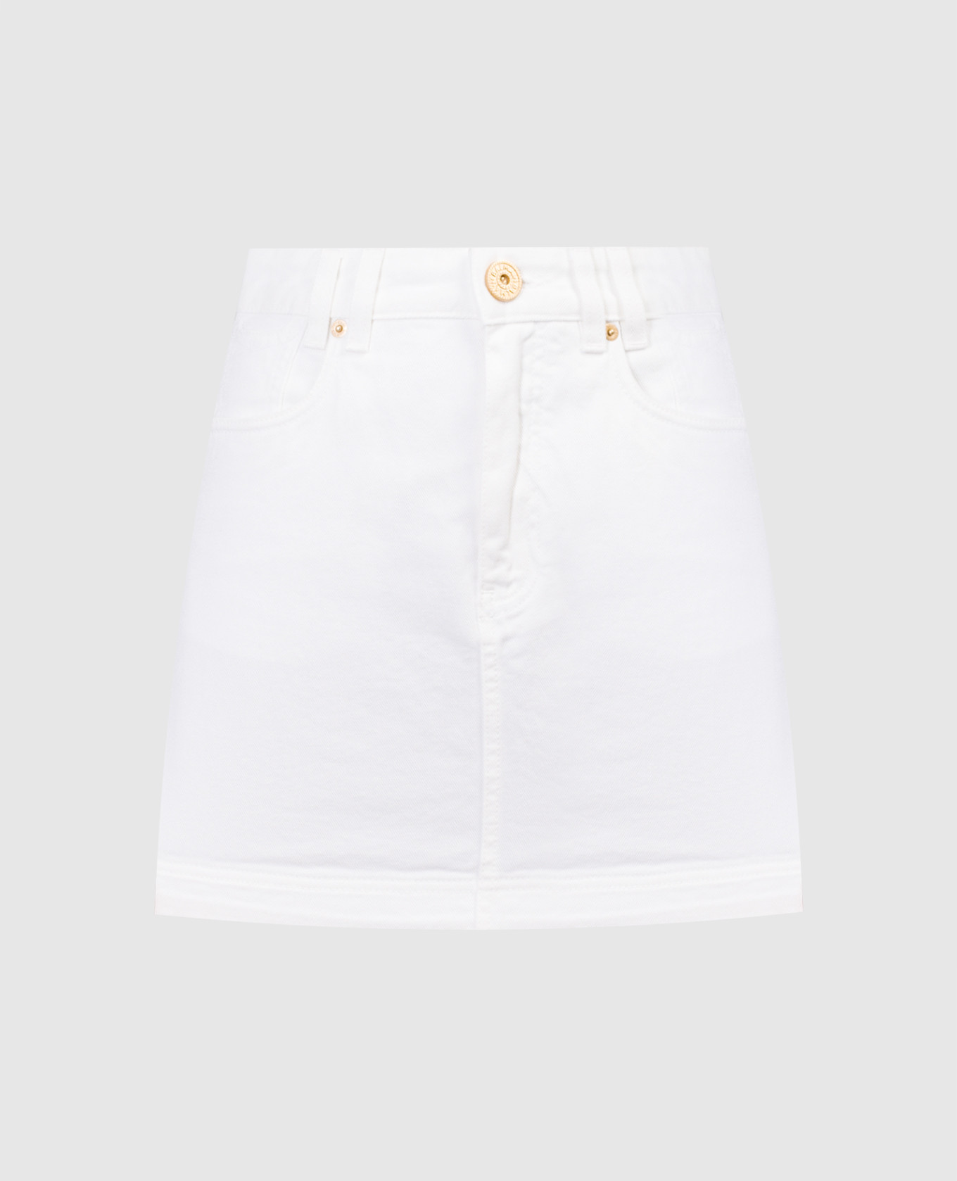 

White denim mini skirt Balmain, Белый