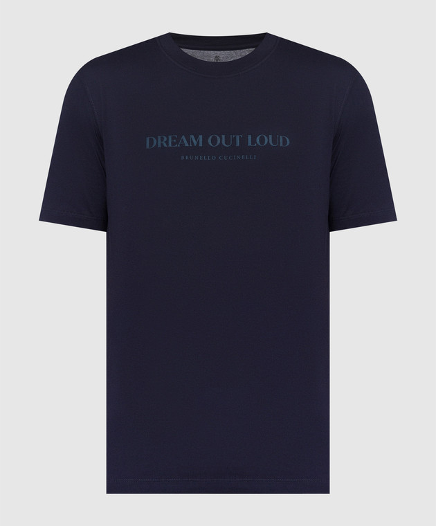 BRUNELLO CUCINELLI 半袖Tシャツ DREAM OUT LOUD Brunello Cucinelli - Blue t-shirt with Dream out loud print