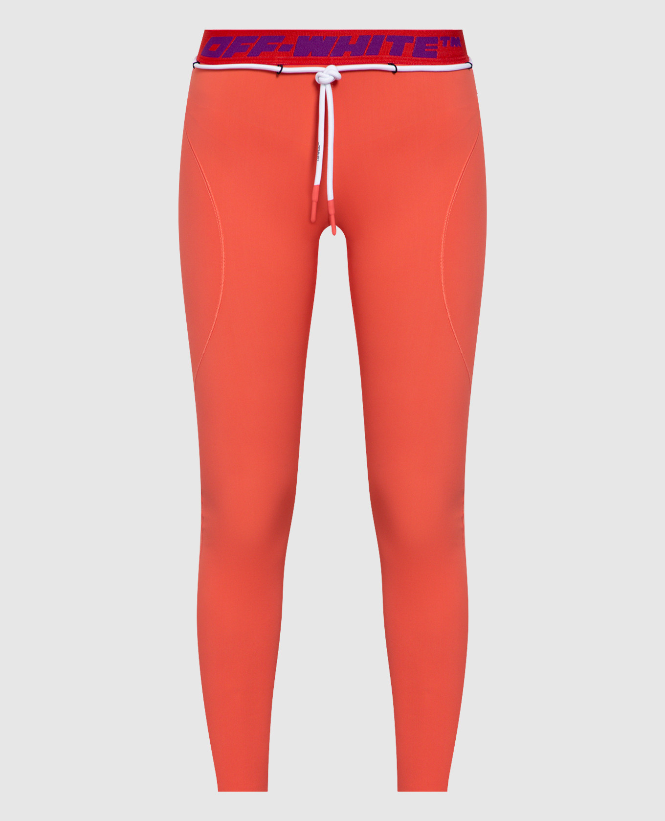 Leggings with belt and logo pattern off-white