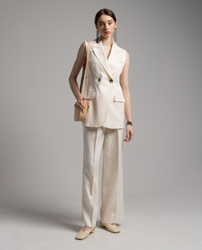 Peserico Beige double-breasted waistcoat with monil chain S03601F01961