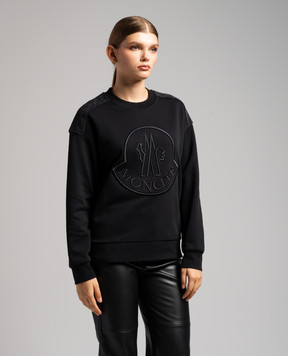 Moncler Black sweatshirt with logo embroidery 8G00042899U5
