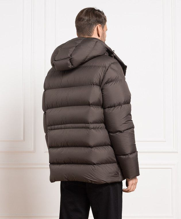 Moncler Bauges khaki down jacket with leather inserts 1A00164549SK buy with Netherlands delivery at Symbol