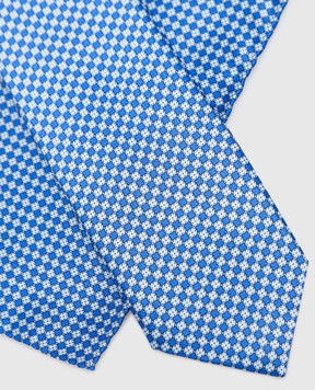 Stefano Ricci Children's blue silk set of tie and pache scarf in geometric pattern YDH27026