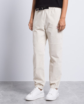 Moncler Grenoble Beige corduroy joggers with logo 2A00001595EO