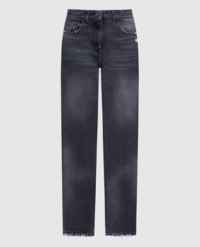 Palm Angels Gray jeans with logo patch PWYA032F23DEN001