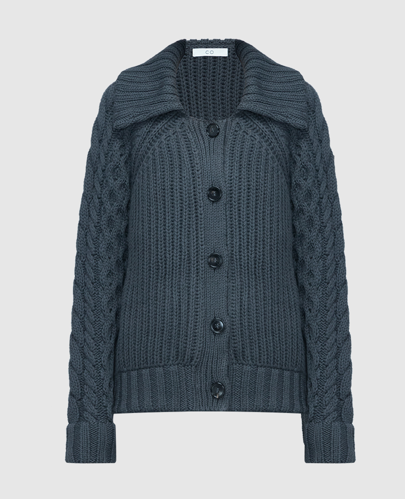 Gray cardigan with a textured pattern co