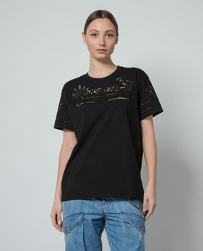 Ermanno Scervino Black t-shirt with lace D442L329DUX