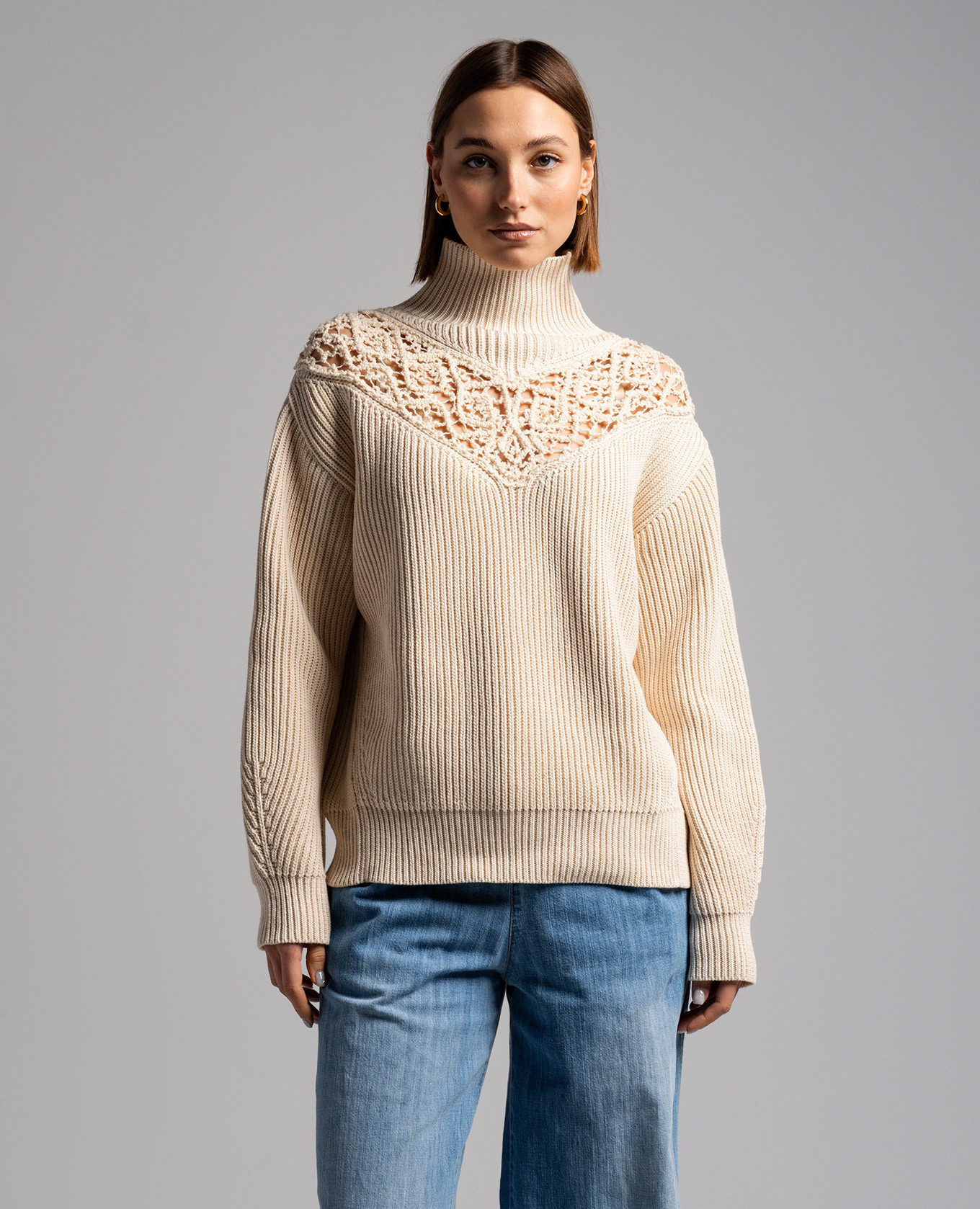 

Beige sweater with openwork embroidery Jil Sander
