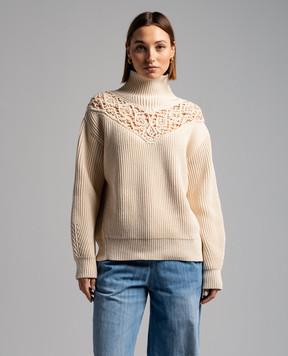 Jil Sander Beige sweater with openwork embroidery J02GP0169J15389