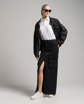 Dondup Black skirt Gonna with slits G544DSE315DGO7