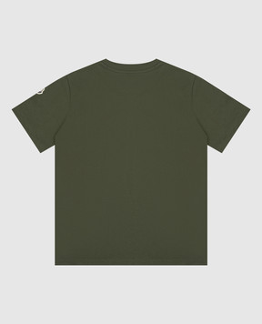 Moncler ENFANT Children's green t-shirt with textured logo 8C0001283907810