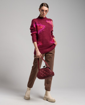 Dondup Burgundy sweater with an abstract pattern DT286M00910D002