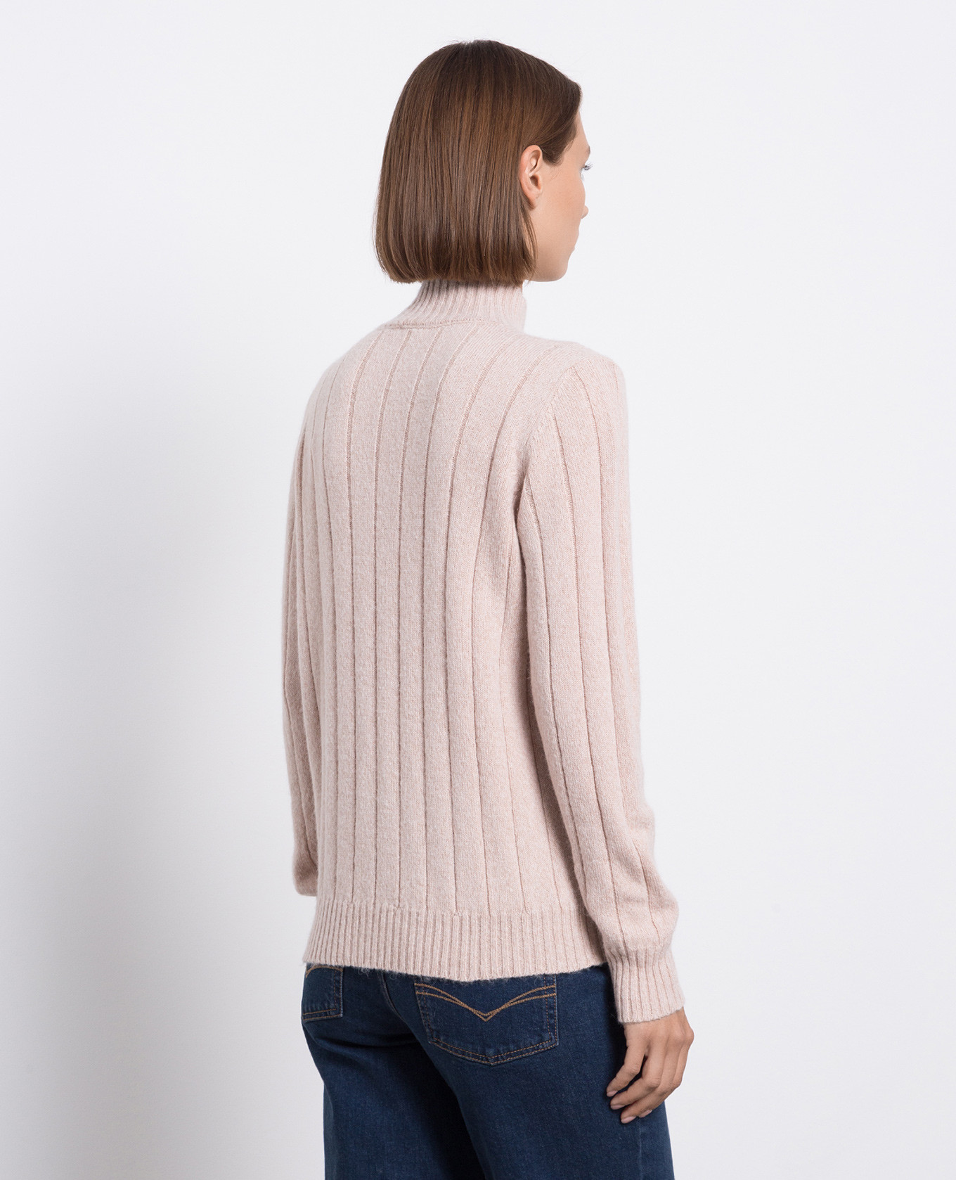 Beige wool, silk and cashmere turtleneck with monil chain Peserico 4
