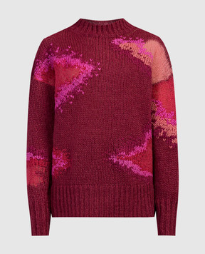 Dondup Burgundy sweater with an abstract pattern DT286M00910D002