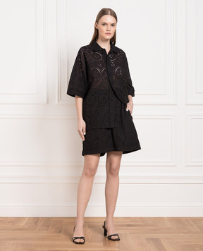 Charo Ruiz Black Lyo shorts with broderie embroidery 233502
