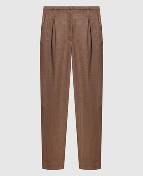 Brunello Cucinelli Brown plaid trousers with eco-brass MP512P8093