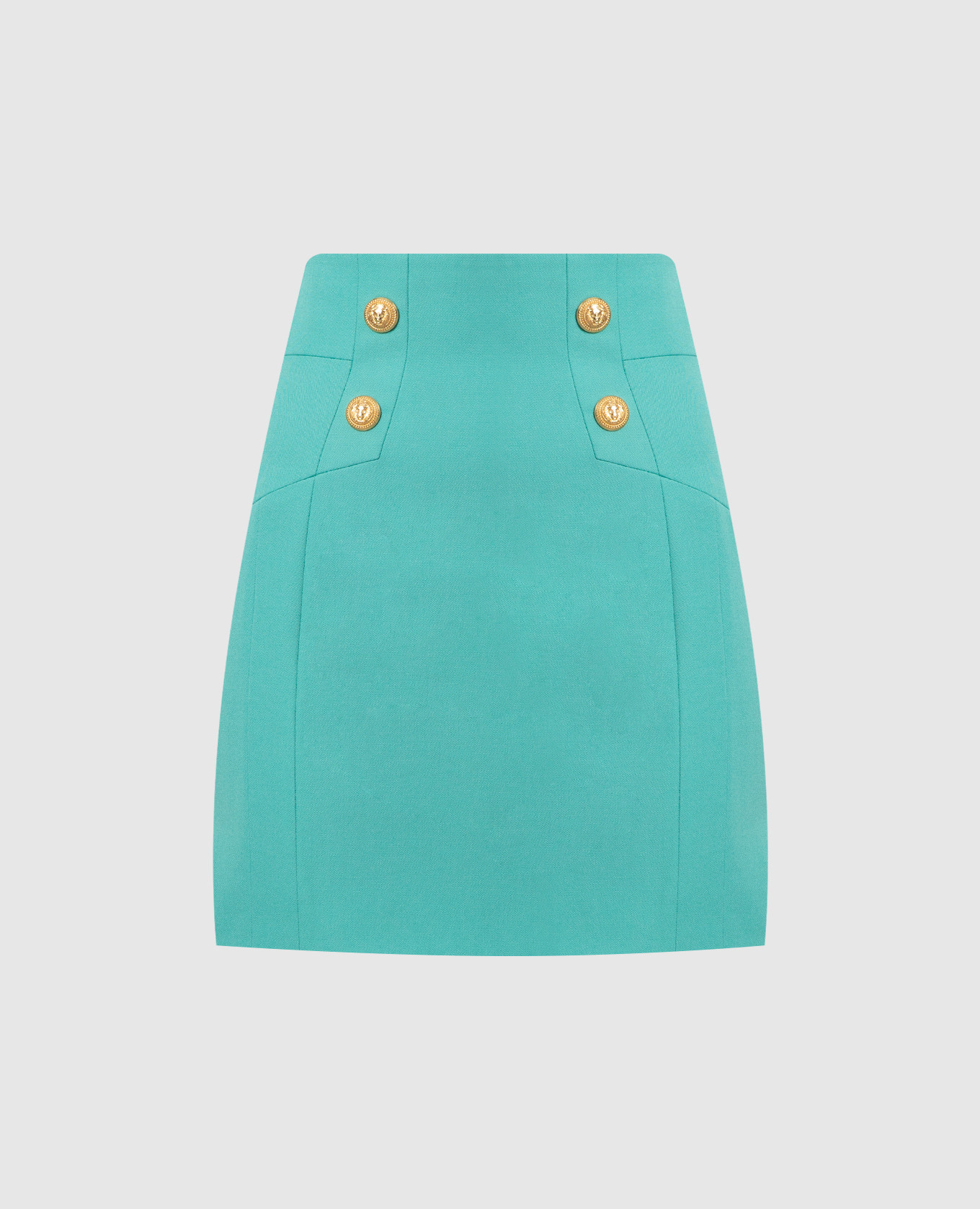 

Green wool skirt with branded rivets Balmain