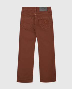 Stefano Ricci Children's brown jeans with logo embroidery YST84000301299