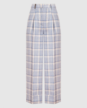Peserico Blue checked linen pants P0409406882