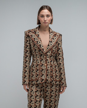 Casablanca Brown heart jacquard wool jacket WF23JK25101