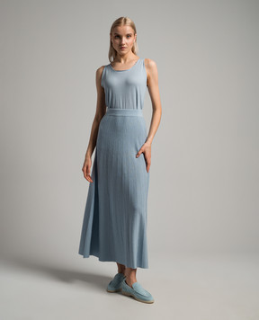 Babe Pay Pls Blue wool pleated top and skirt suit MD9792318465R