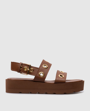 Gianvito Rossi Brown leather sandals with eyelets G3234305GOMCLN