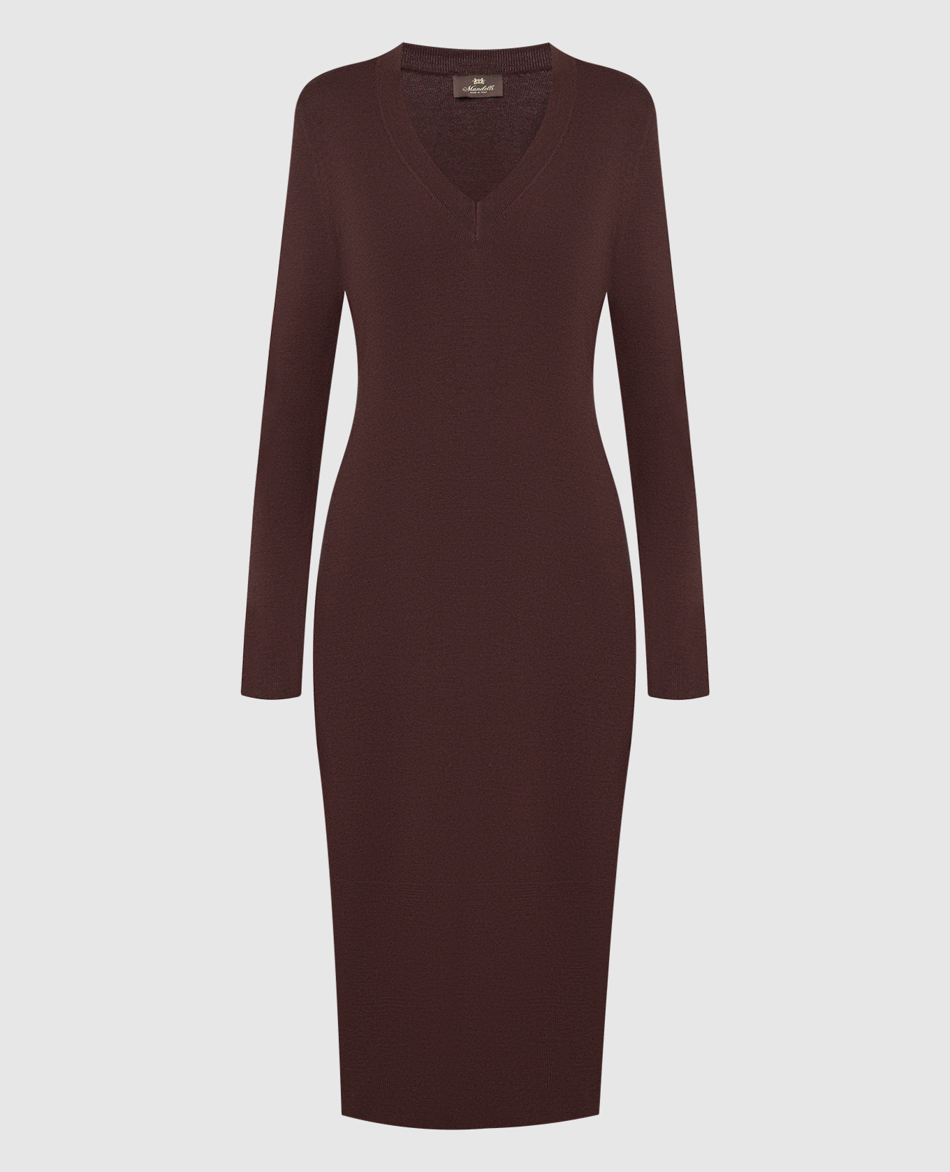 

Brown midi dress made of wool Enrico Mandelli, Коричневый
