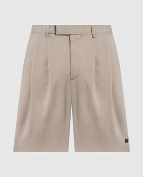 AMIRI Khaki shorts with logo PF23MPB029