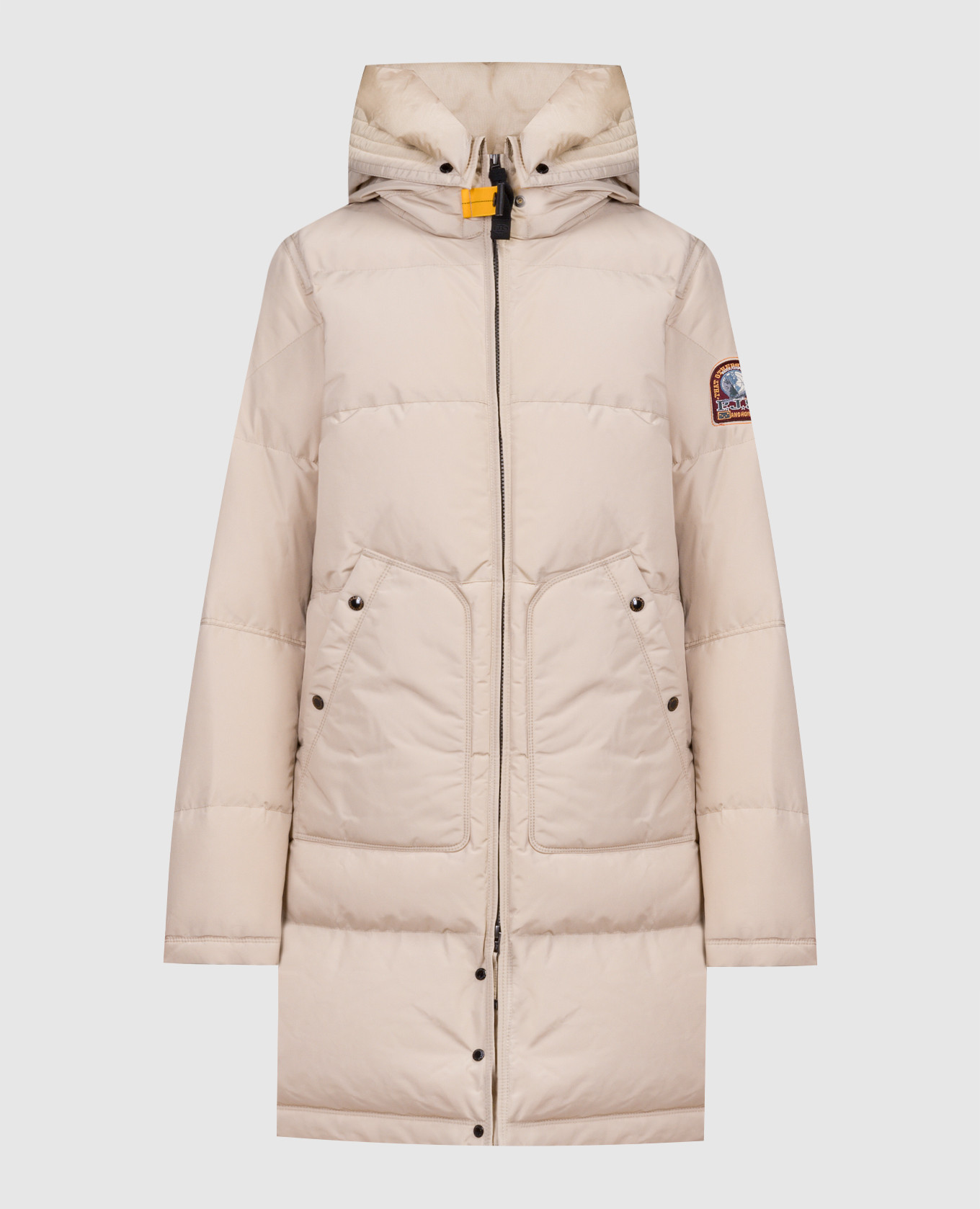 

Long Bear Core beige down jacket with logo patch Parajumpers, Бежевый