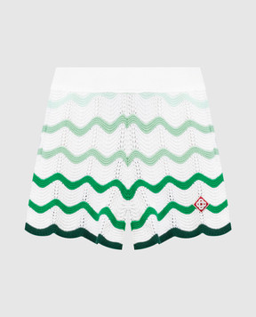 Casablanca White shorts with a Wave print WPS24KW60201