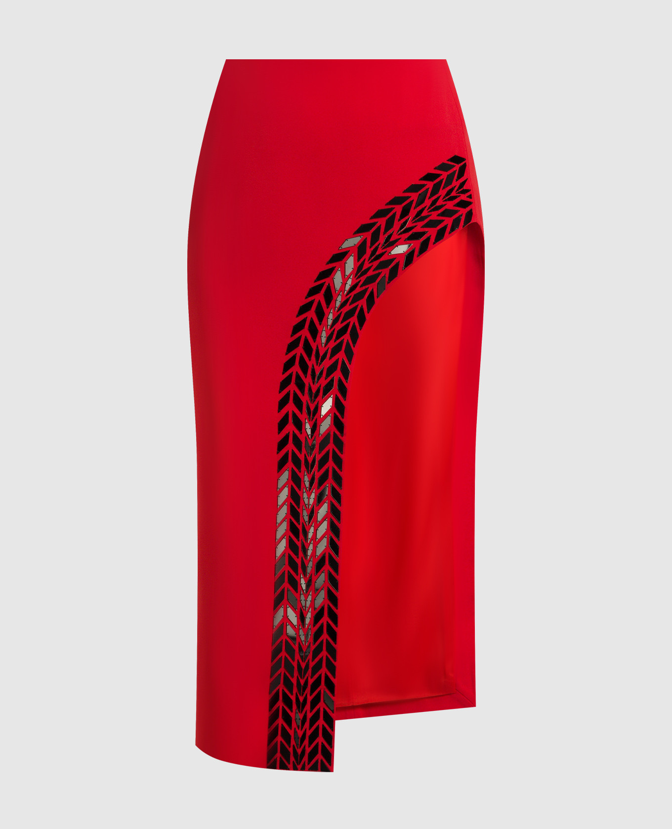 

Red midi skirt with appliqué David Koma