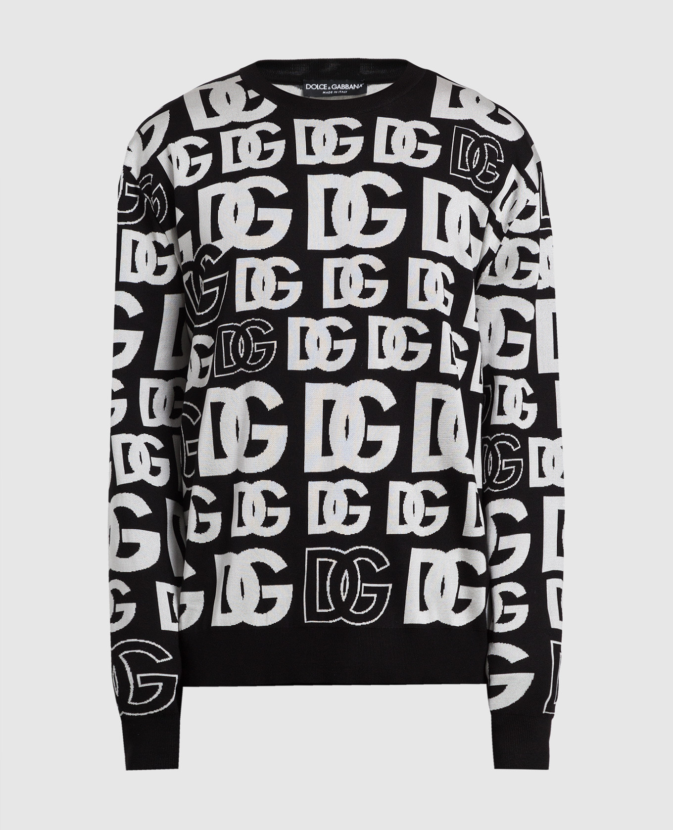 

Black silk jumper with contrasting DG logo pattern Dolce&Gabbana