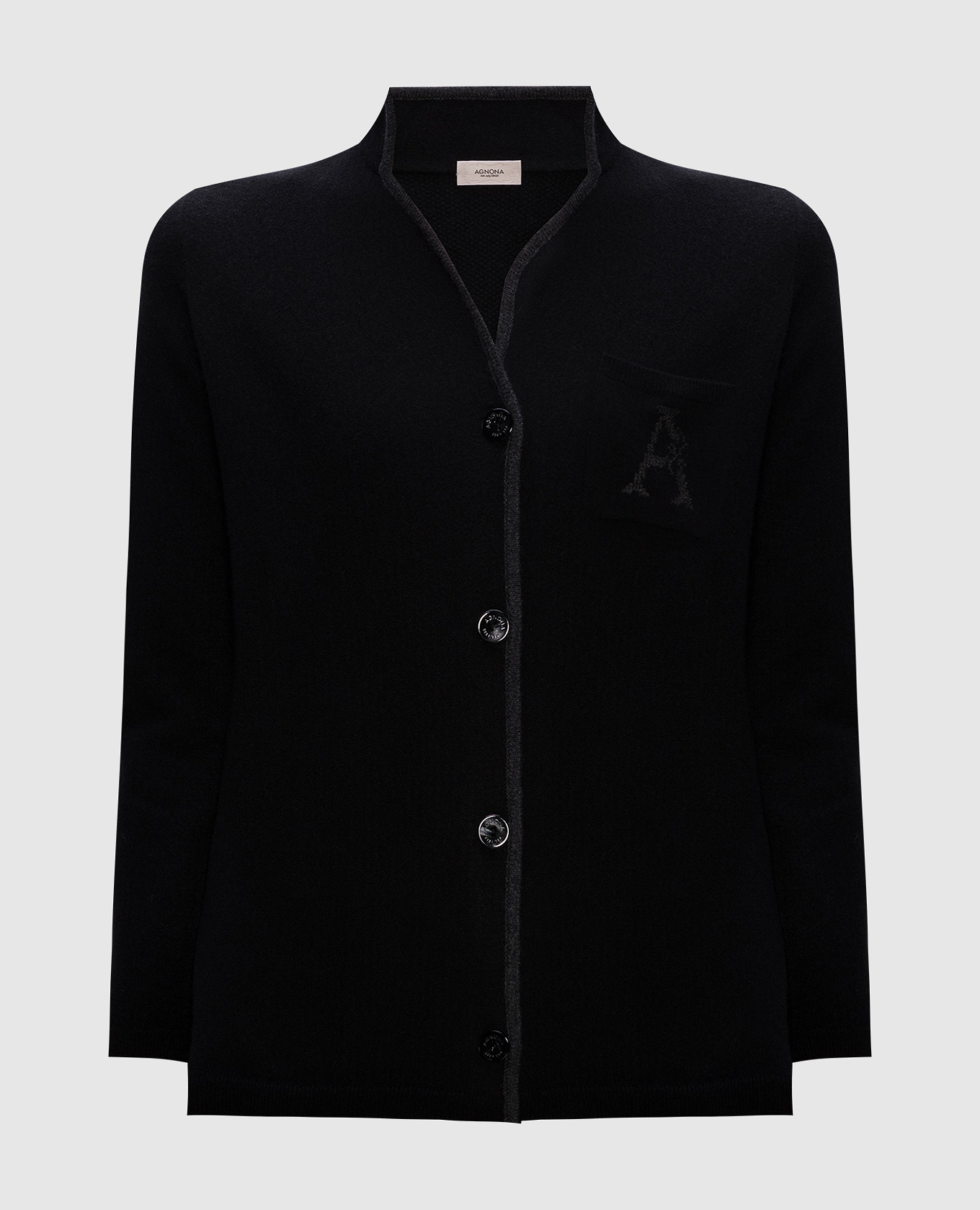 

Black cashmere cardigan with logo embroidery Agnona