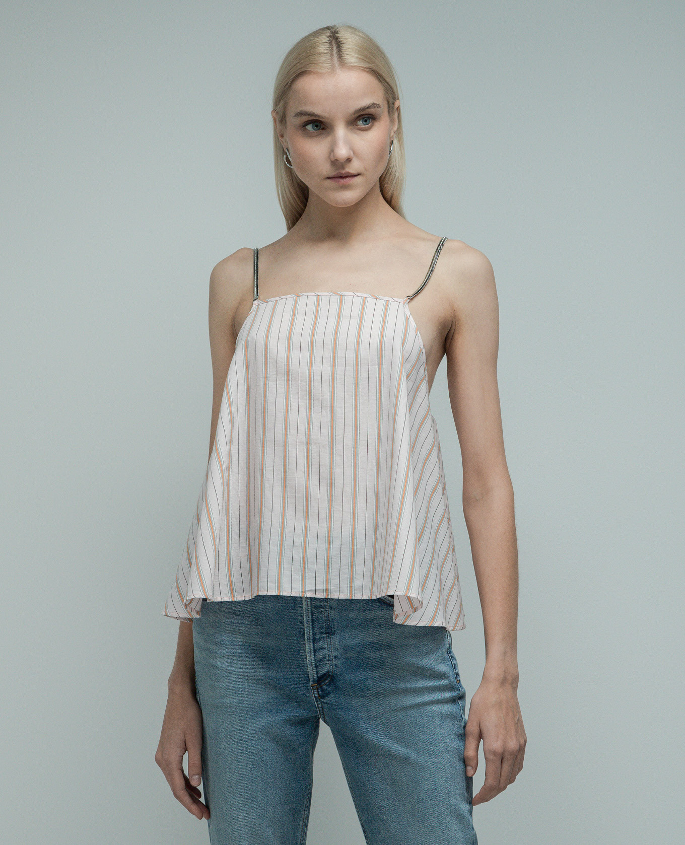 Pink striped top with a chain Dondup 3
